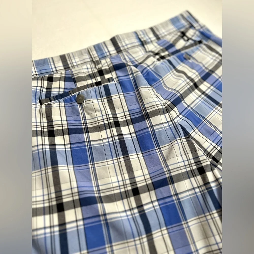 FOOTJOY Men’s Blue Black Plaid Golf Golfer‎ Golfing Preppy Shorts Size 34 Waist